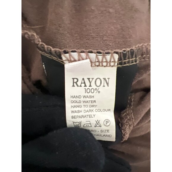 Jayli Brown Wide-Leg Rayon Pants With Fold-Over Waistband - Picture 5 of 7